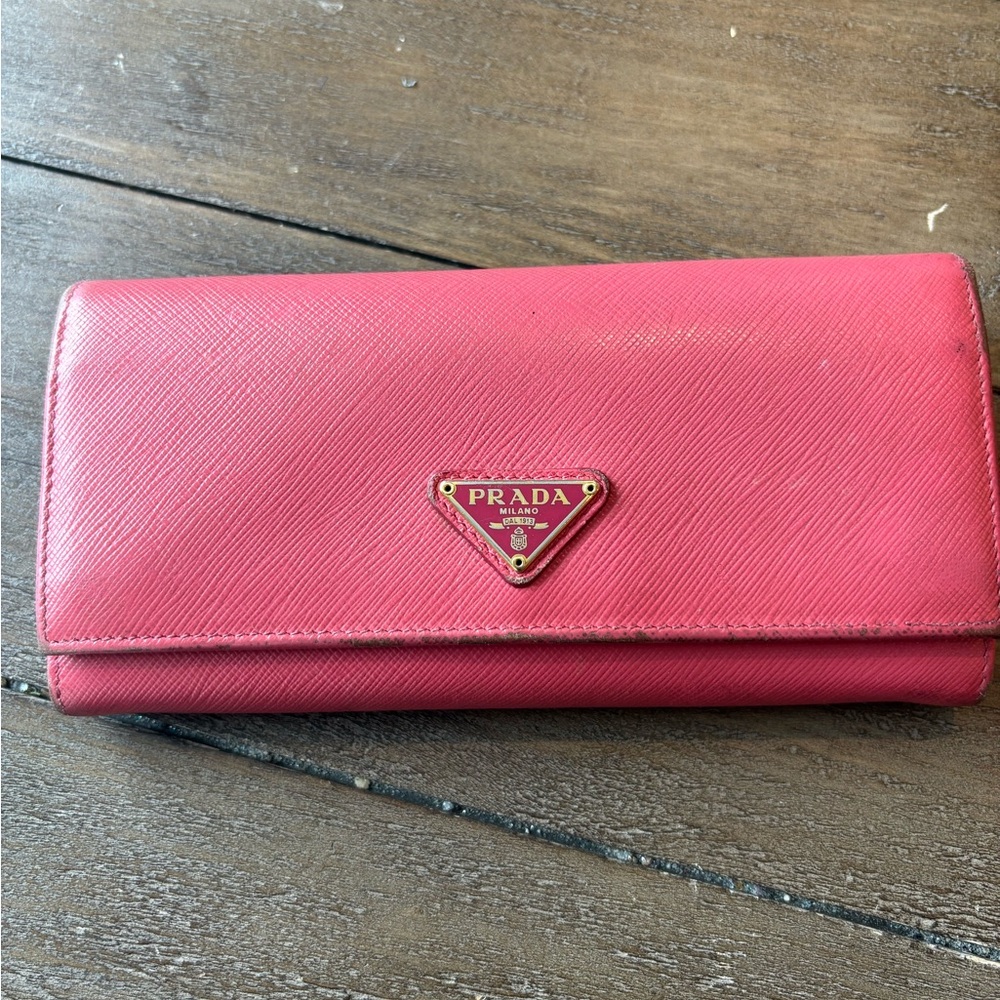 Prada Pink Saffiano Leather Wallet